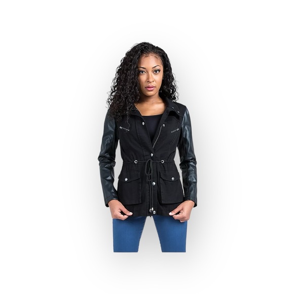 Macy’s Poetic Justice Women's Vegan Leather Anorak Jacket - Sz. Small - Picture 1 of 5